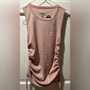 NWT Chaser ribbed drawstring sides muscle tank rose pink size S